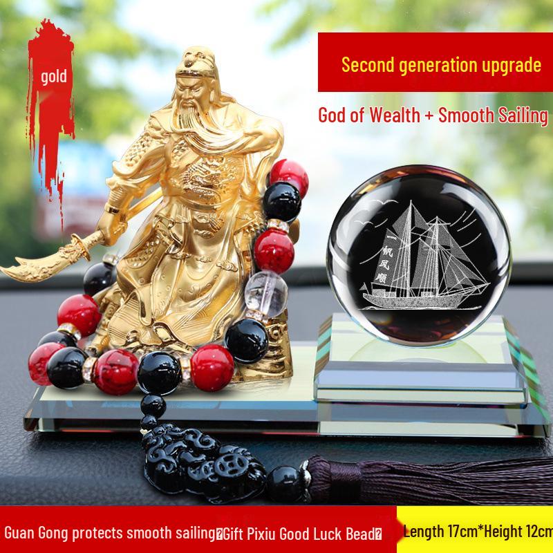 Ozdoba Buddy do wnętrza samochodu - Guan Gong Bóg Bogactwa dla Pokoju i Ochrony