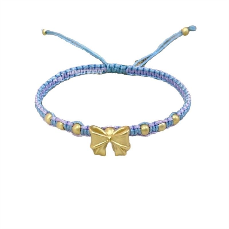 

Princess on the Run Pure Silver 999 Bows Bracelet Wrist Chain New Year Woven Red Rope Sterling Silver Girlfriends Female Birthday Present Blue