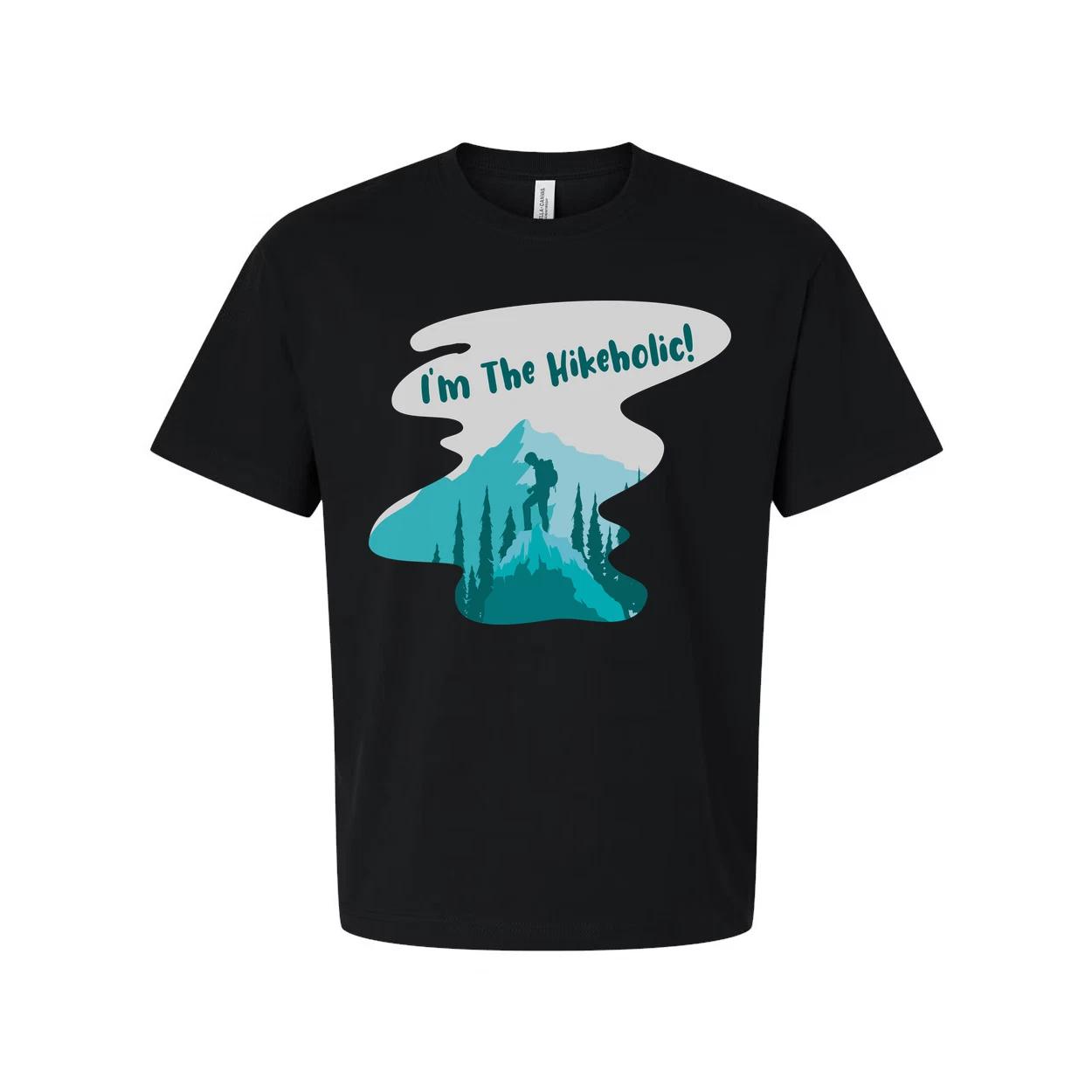 

Unisex Hiking Themed T Shirt With Mountain Landscape Graphic And Hiker Silhouett M