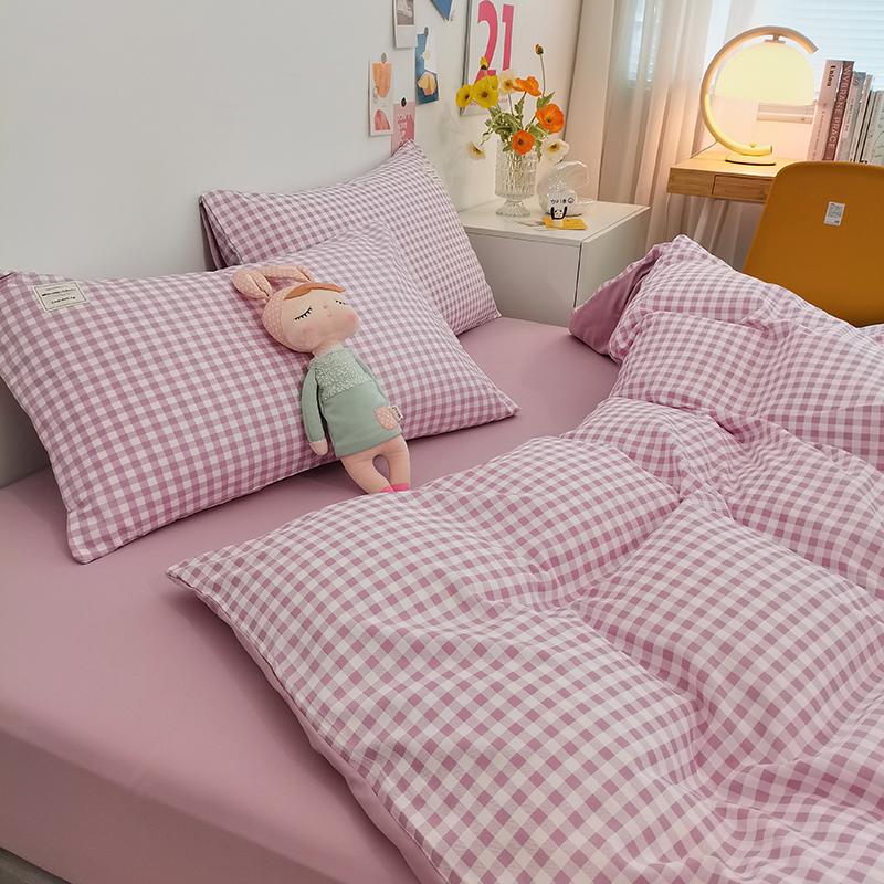 Classic Plaid Bedding Set, 1 Duvet Cover 2 Pillowcases, Brushed Microfiber, Ultra-soft,Bed Set for 1/2 People