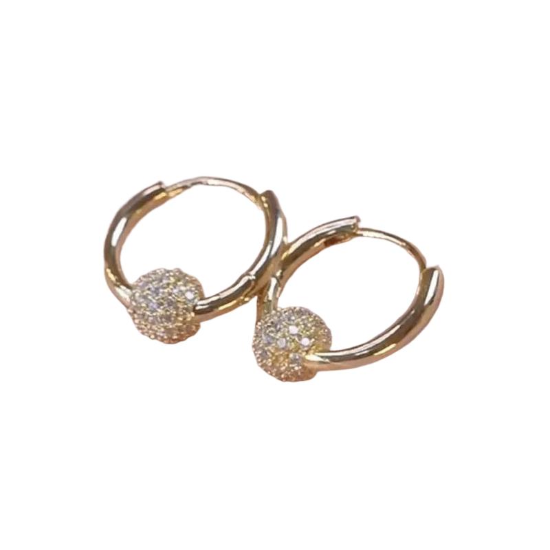 .Pair Elegant Luxury Full Drill Round Ball Earrings Versatile Hot Style Unique Niche Clip Earrings Fashionable High End Jewelry