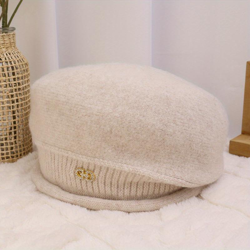 Autumn Winter Simple Premium Feel Sweet Cool Versatile British Painter Elegant Cute Style Beret Warm Windproof Solid Color Mushroom Pile Hat Cute Cap
