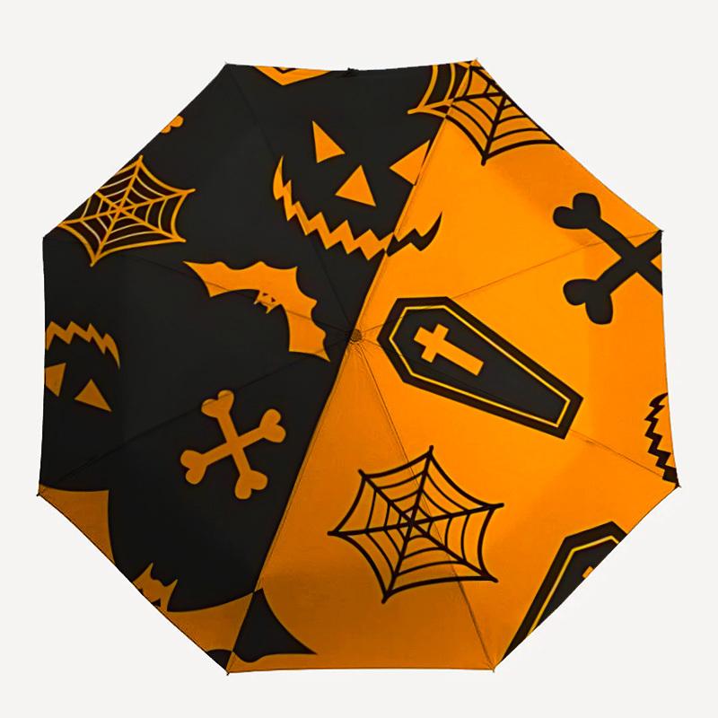 1 Stück Halloween Gruselig Automatisches Öffnen 8-Rippen Winddichter Regenschirm, Reise & Pendeln, Geeignet für Alle Jahreszeiten