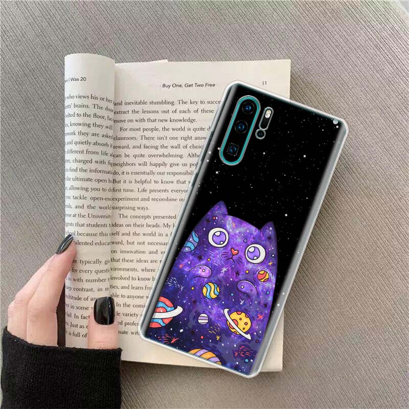 UFO Alien Cat universe Phone Case For Huawei P50 Pro P10 P20 P30 P40 Lite Cover Mate 40 30 20 10 Lite Capa Shell