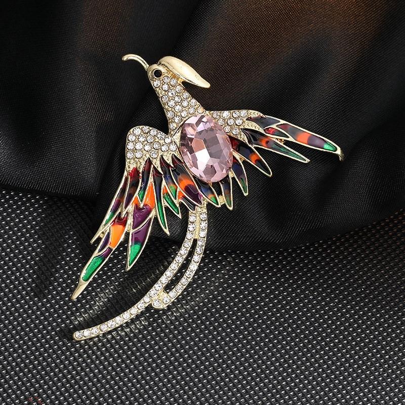SKEDS Classic Crystal Pearl Phoenix Alloy Broocch Pin For Women Men Fashion Exquisite Rhinestone Badges Creative Animal Corsage