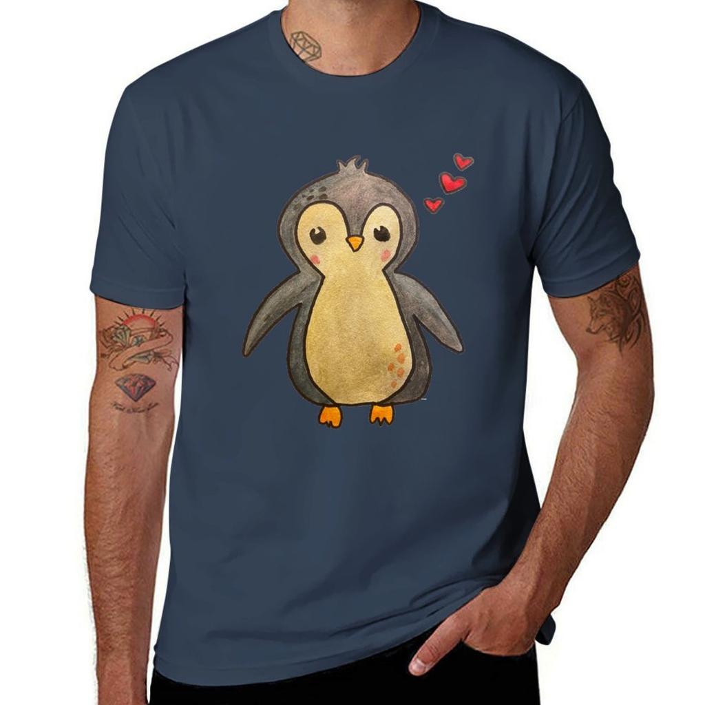 Cute penguin TShirt Basic Plain Short Sleeve Crew Neck Tee TShirt
