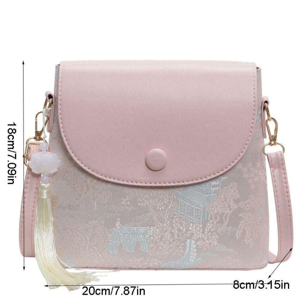 Versatile Chinese Style Crossbody Bag PU Leather Cheongsam Bag Embroidered Purses  Shopping