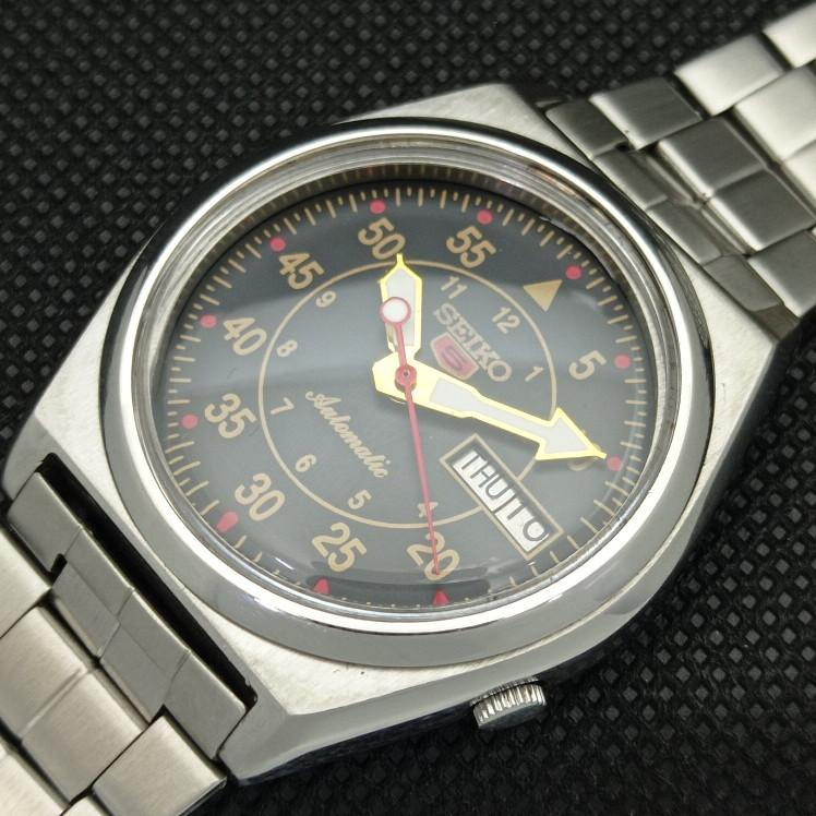 USED VINTAGE SEIKO 5 AUTOMATIC 7009A JAPAN MENS D/D BLACK WATCH 621c-a415321-2 SKU621c-a415321