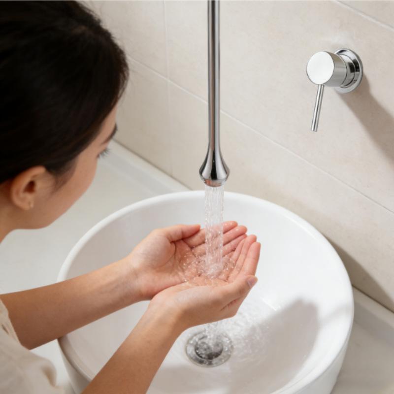 Brush Gold Ceiling Basin Faucet Bathroom Basin & Bathtub Tap Brass Wall Mounted Hot Cold Sink Water Mixer Brush Gold Black