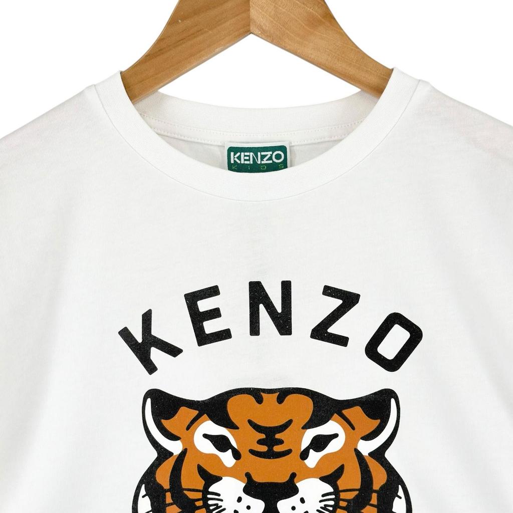 Kenzo Lucky Tiger Brand Logo Short Sleeve T-shirt White Kids 12A/150 Used