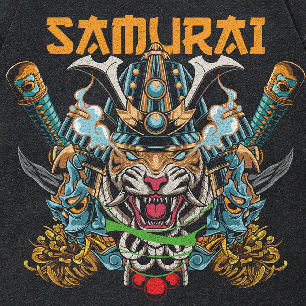 Уличная футболка унисекс с рисунком самурая — фото 3