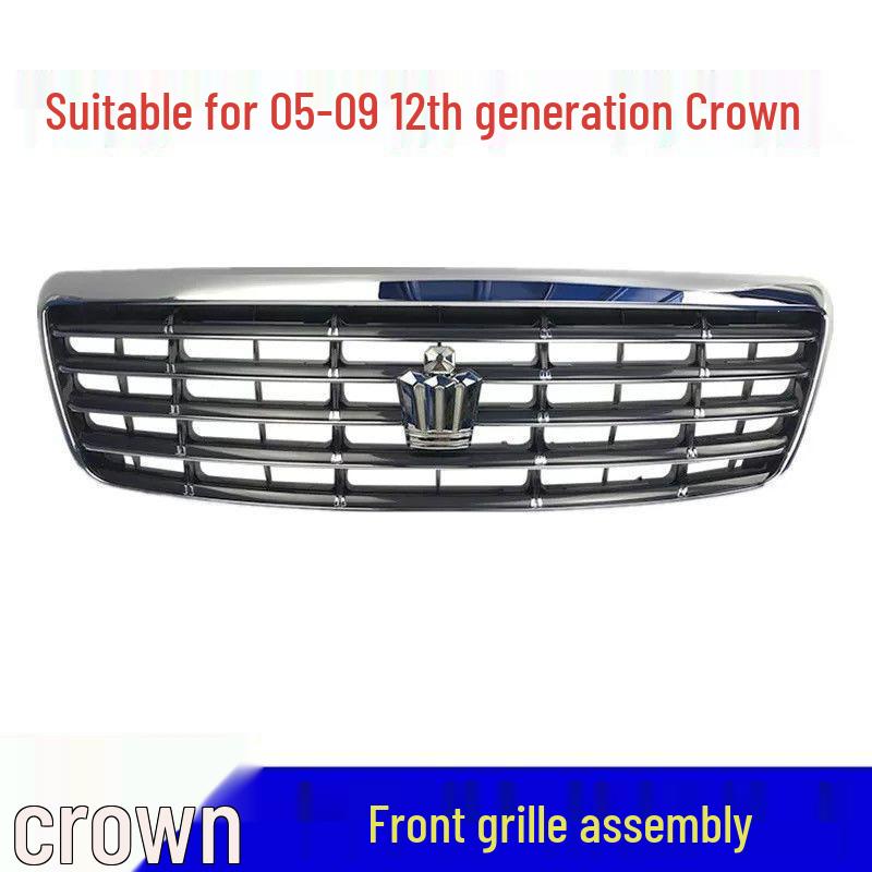 Compatible with 2005-2009 12th Gen Crown Grille Intake Assembly 05-09 Crown Grille Silver Emblem