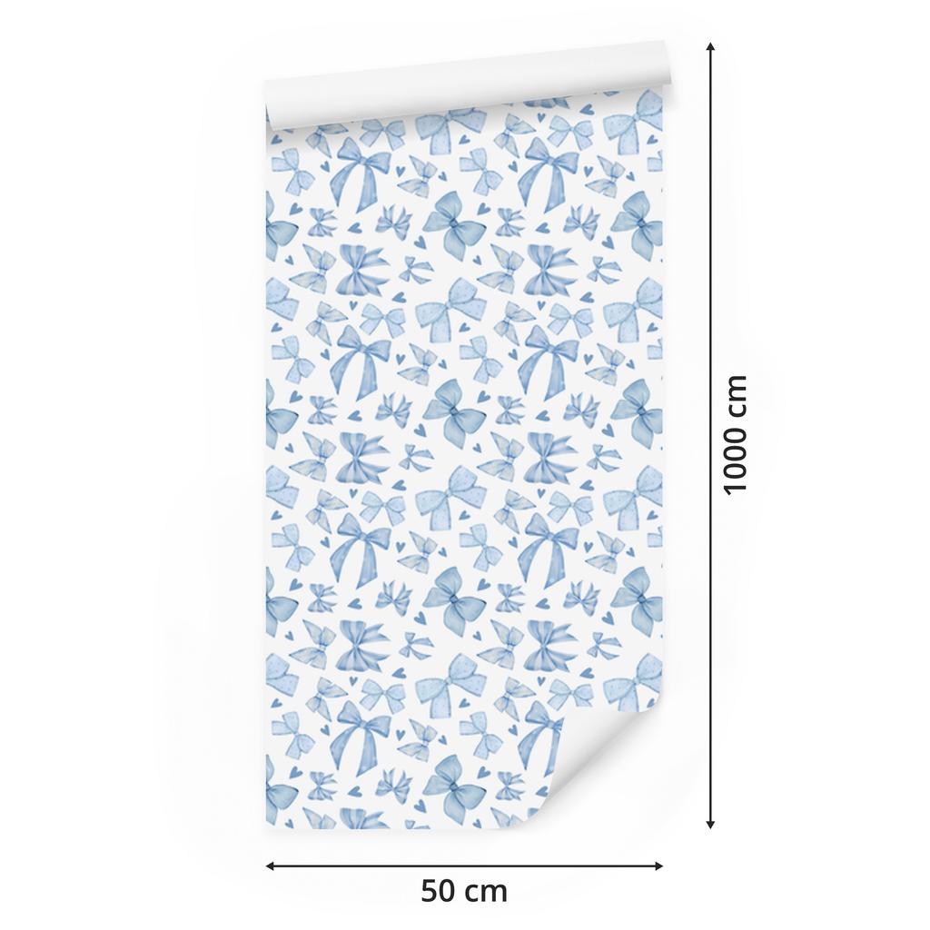 Coquette Style Wallpaper White and Azure for Living Room and Bedroom 50x1000