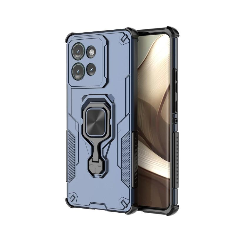 For Motorola Edge 50 5G Phone Case WANLONFENG PC TPU Back Cover Kickstand with Tempered Glass