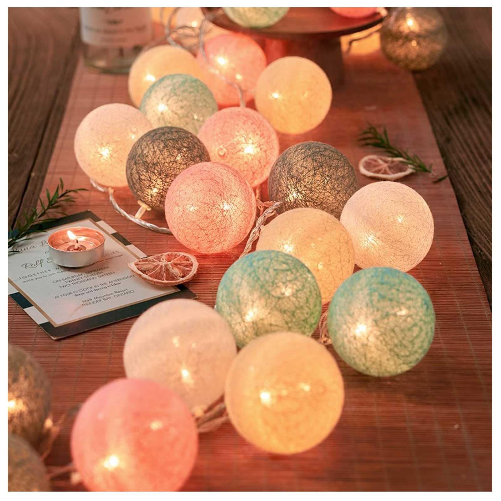 

Christmas Decorations, 3M Cord Ball Lights with 20 LED Bulbs, Macaron-Colored Yarn Balls, Party Decorations, String Lights, Garden, Warm Atmosphere,