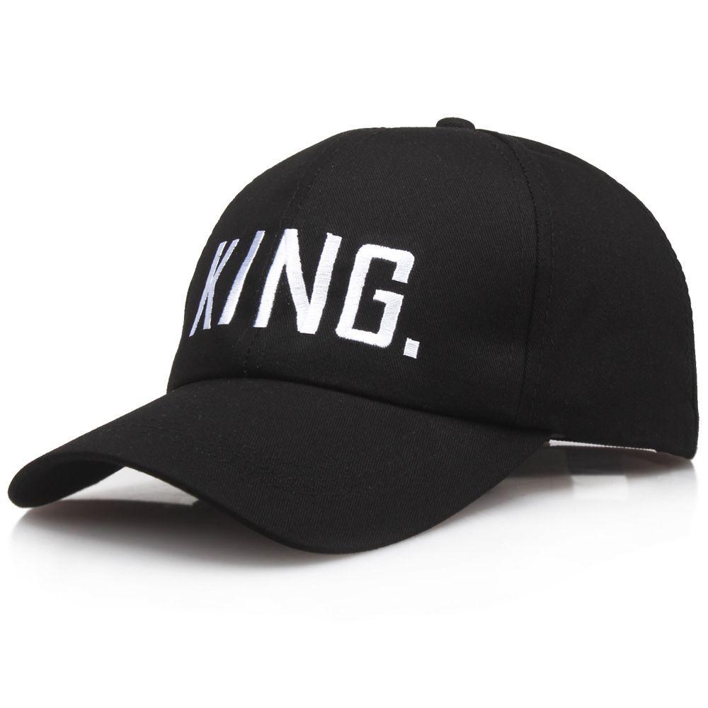 Premium Black Queen/king Baseball Cap With Hip Hop Letter Print For Couples