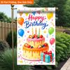 2D Flat, 2D Flat Printing Garden Flag 1pc, Happy Birthday Celebration Scene Durable Single-Sided Print Yard Flag, Garden & Home Holiday Decoration, 29