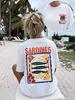 Italian Summer Sardines Graphic T-Shirt Women Mediterranean Vacation Style Short Sleeve Tee Retro Lemon Tomato Food Art Top
