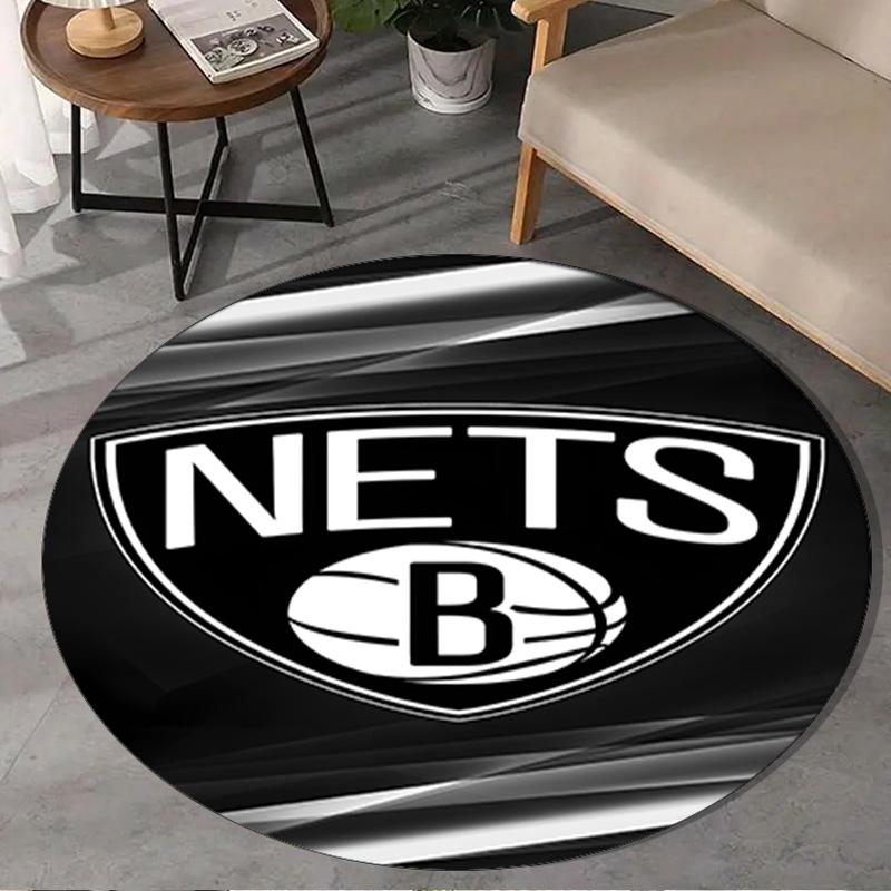 1PC Brook-lyn Nets Art Round Rug, Non-slip Chair Mat, Home Decor, Circle Carpet Perfect for Office, Bedroom, Living Room,Christmas gift