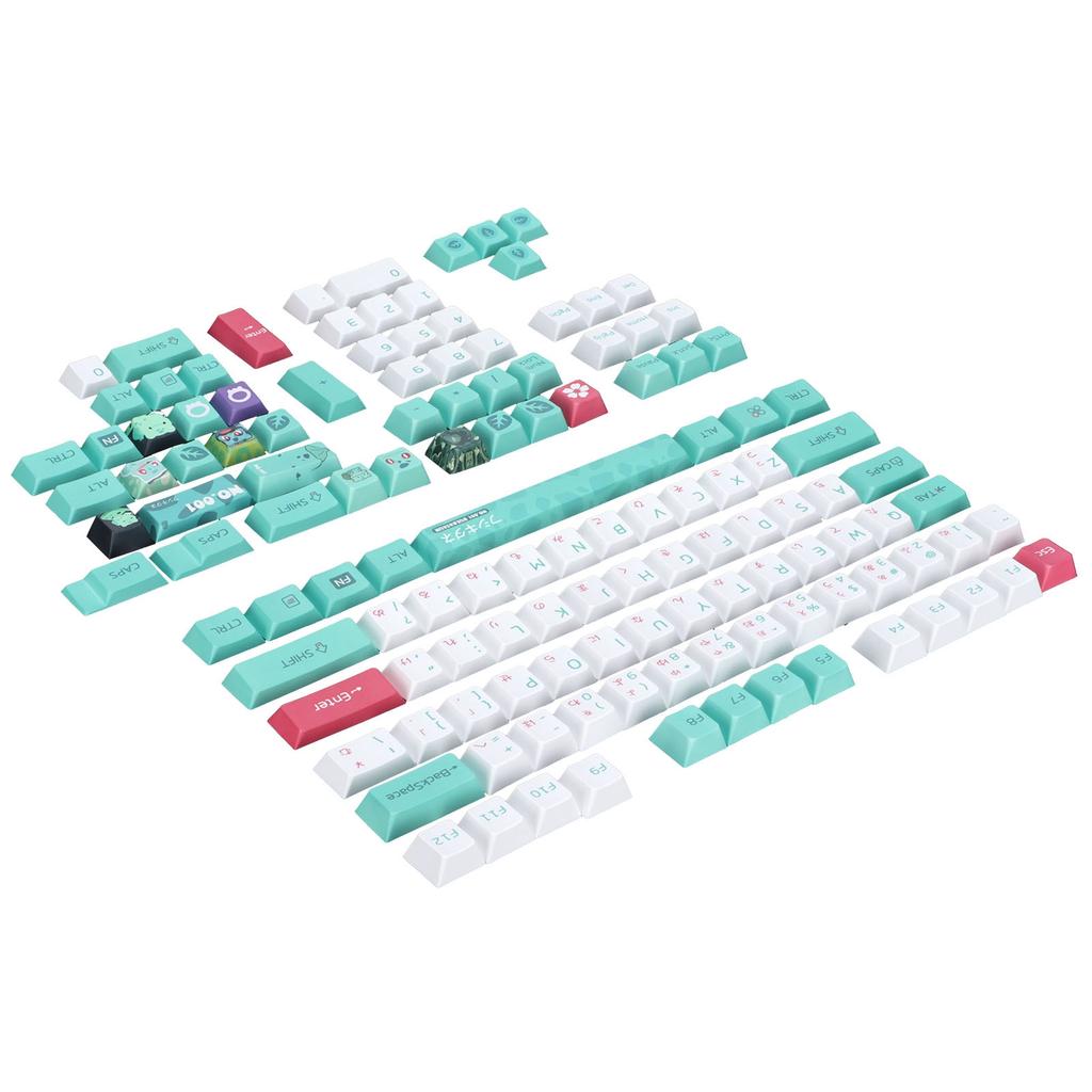 PBT Keycaps 131 Key Japanese Style With Cartoon Animation Elements for Universal PC Gaming