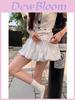 White Flower Bud Skirt Summer Womens Puffy Cake Skirt With Butterfly Bow For Casual Office Wear