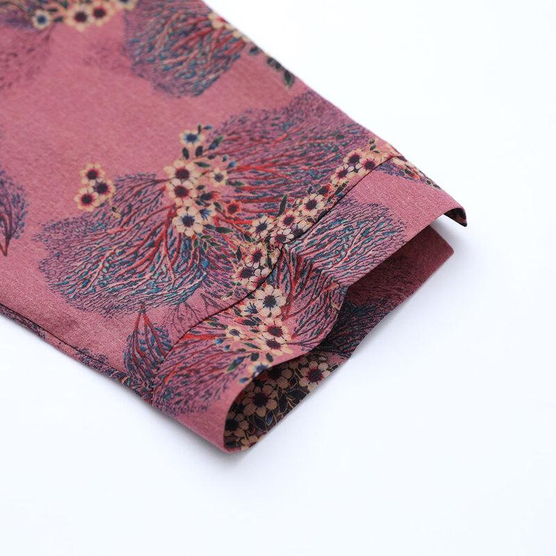 Sifen Damen Strickjacke mit sieben Ärmeln und Blumendruck