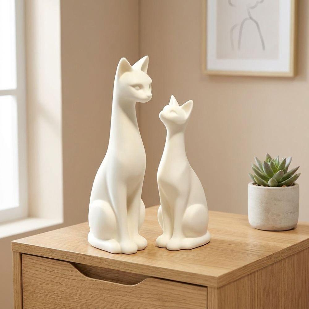 1 Pair Minimalist Minimalist Cat Statue 3D Printed Cat Table Sculpture Office