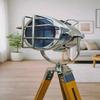 Handcrafted Wooden Tripod Spotlight Lamp Table Lamp Industrial Nautical Searchlight Home Office Decor