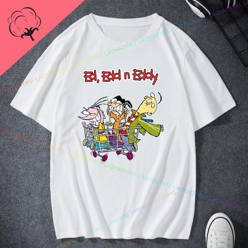 Ed Edd N Eddy Man Woman TShirt Cartoon Network TV Show Hip Hop Mens Tee Shirts Funny Tee Mens Tee Cotton Shirts