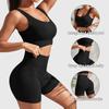 Nahtlose gerippte Yoga-Sets, Workout-Sets für Frauen, 2-teilig, Fitnessstudio-Anzüge, geripptes Crop-Tanktop, Shorts mit hoher Taille, Outfits für Fitness und Laufen