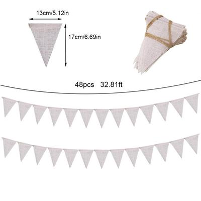 White Linen Jute Pennant Banner for Christmas Wedding Party Decoration