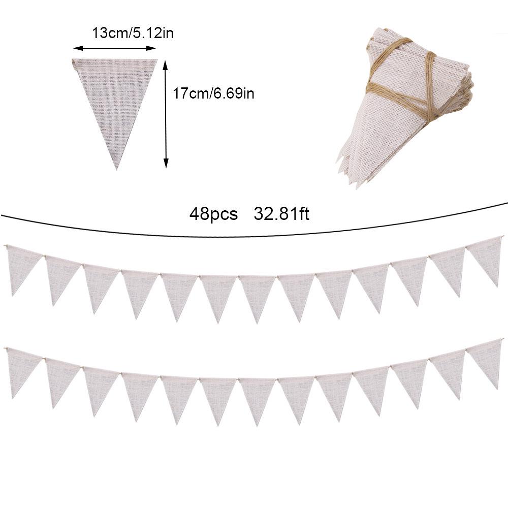 White Linen Jute Pennant Banner for Christmas Wedding Party Decoration