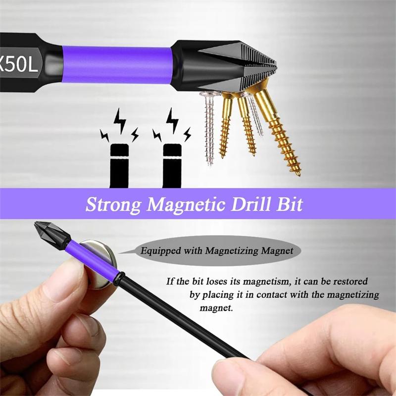 Non-slip Magnetic Cross Screwdriver Bits Ph2 Batch Head Phillips Impact Bits Impact Driver Bit Sets for Power Drilling