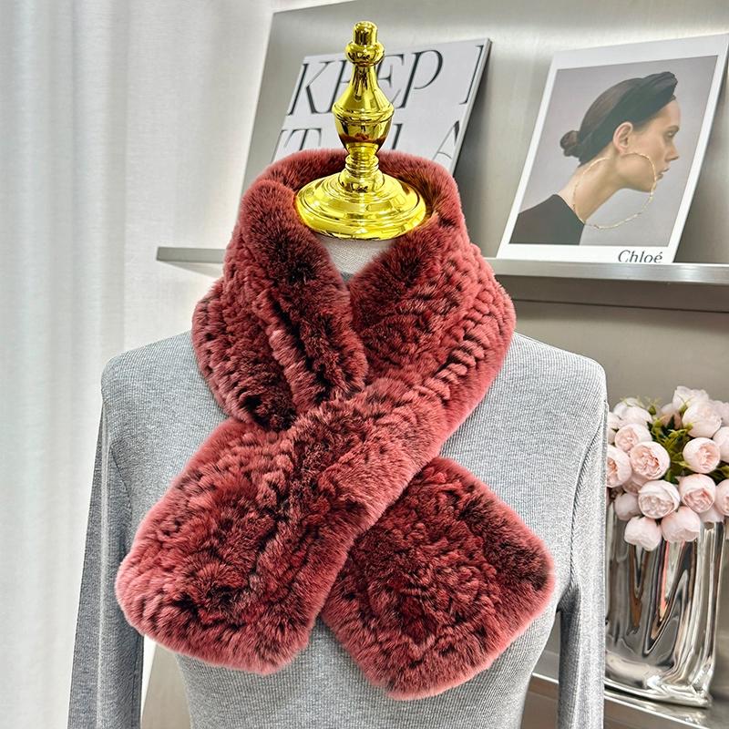 Imported Korean version of real Rex rabbit fur scarf simple long woven Mao Mao scarf warm double-sided thickened women