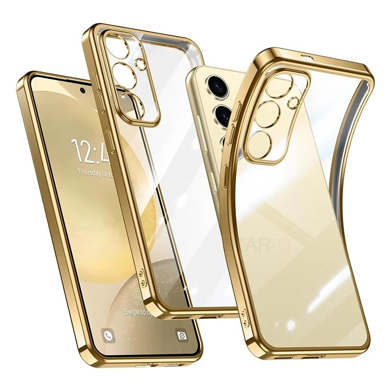 S 24 23 22 21 Plating Transparent Case For Samsung Galaxy S24 S23 S22 S21 Ultra Plus Fe G Clear Silicone Back Cover