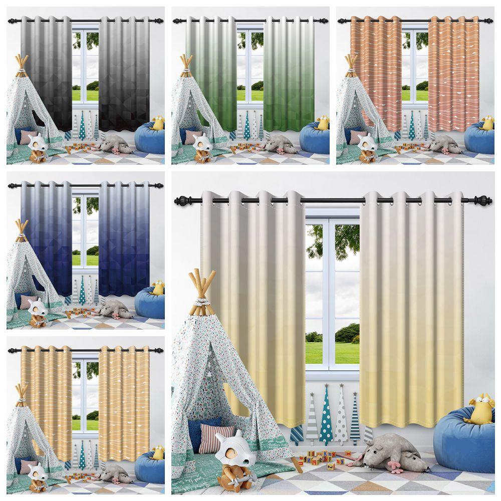 Simple Geometric Texture Solid Color Window Curtains Bedroom Living Room Indoor Outdoor Opaque Blackout Curtain Privacy Screen