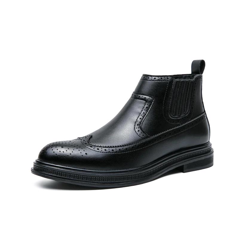 

Мода 2025 Новые Высококачественные Ботильоны из Мягкой Кожи Удобные Модные Оксфорды на Плоской Подошве Дизайнерские Туфли Мужские Повседневные Кожаные Ботинки 44 чёрный