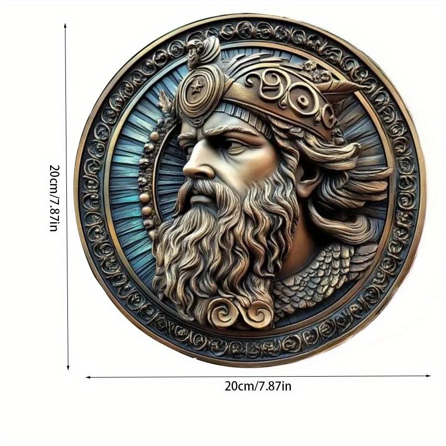

2d Flat 20*20cm, Zeus Inspired Round Woodn Wall Art, Regal God of Thunder Design with Intricate Details, Ideal for Home, Office, Bar Decor 20x20cm
