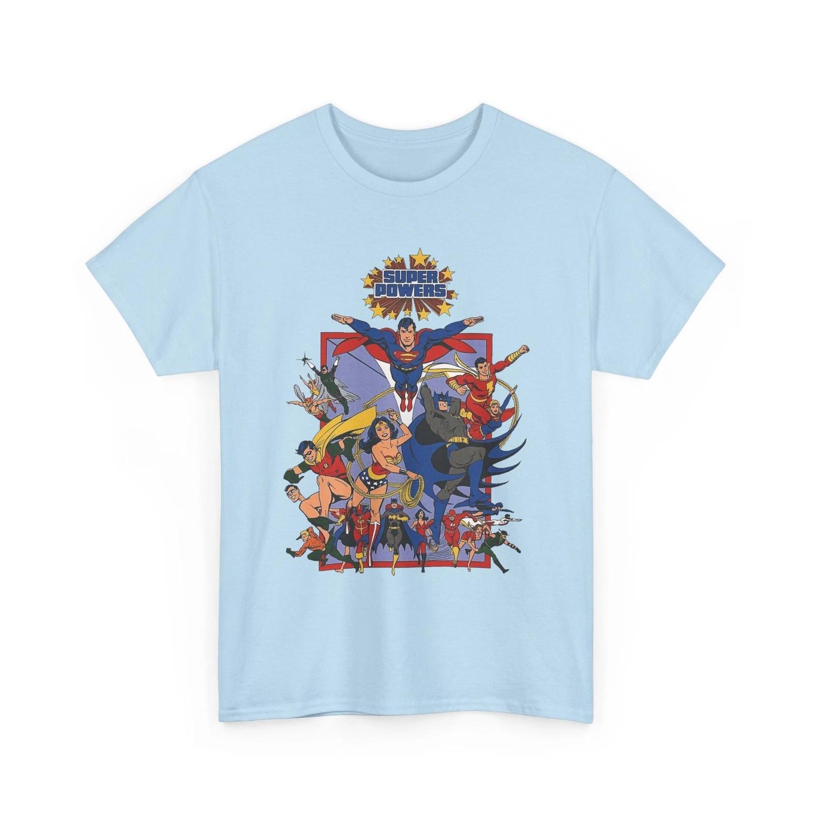 Super Powers T-Shirt DC Comics Superman Flash Hawkman Wonder Woman Vintage-Style XXL