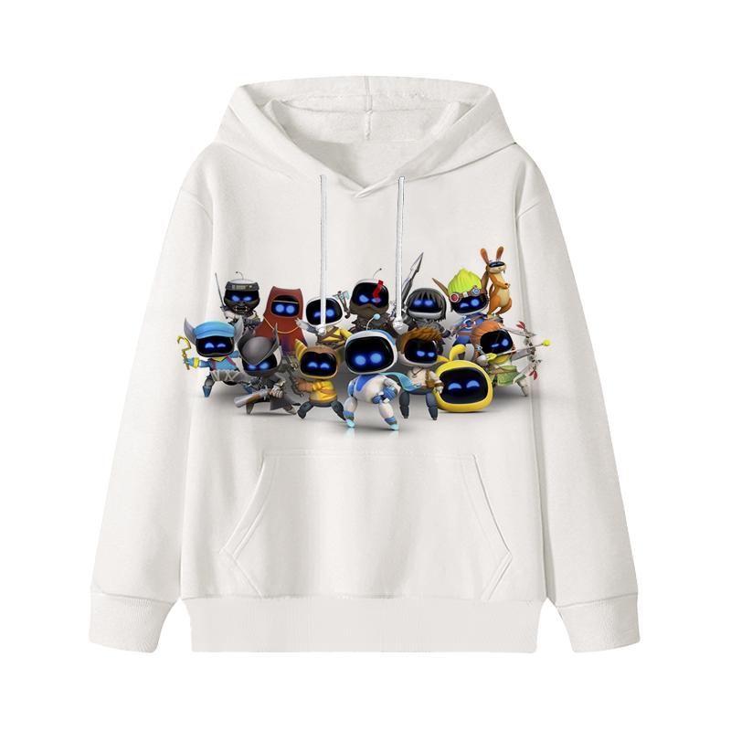 Astro Bot Hoodies Baby Unisex Cartoon Print Long Sleeve Tops Astronaut Toddler Boys Girls Casual Sweatshirts Outfits