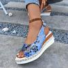 Sandalias Planas de Cuña para Mujer Verano Slingbacks Puntera Descubierta Zapatos de Plataforma para Mujer Ligeras Antideslizantes Cómodas Acolchadas de Tela Sandalias de Playa