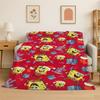 Cute S-SpongeBob Cartoon Soft Flannel Throw Blanket,Warm Cozy Blanket for Bed,Couch,Sofa,Bedroom,Living Room,Travel,Picnic Gift