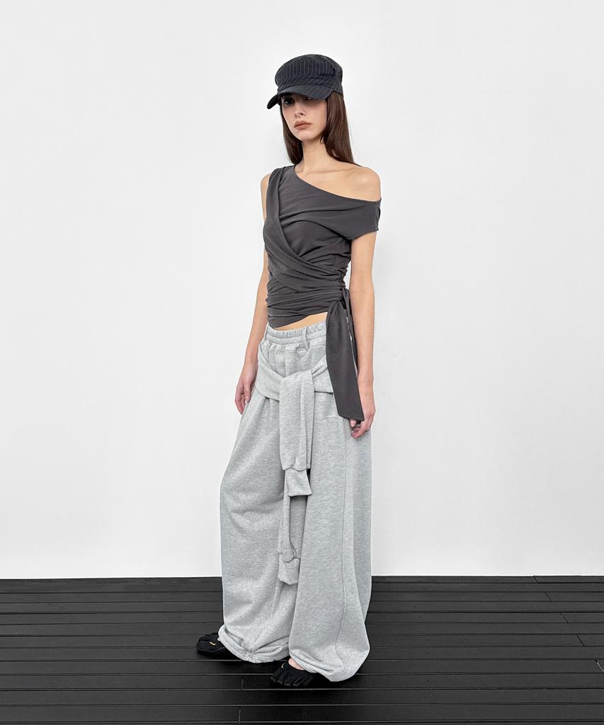 Saendeulig Tied Sweat Pants_Melange Gray