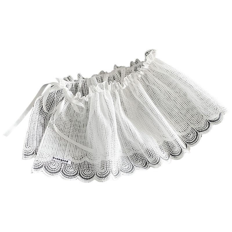 Korean Mesh Polka Dot Lace Butt Curtain: Chic Layering Waist Accessory for Girls with Pants & Skirts.