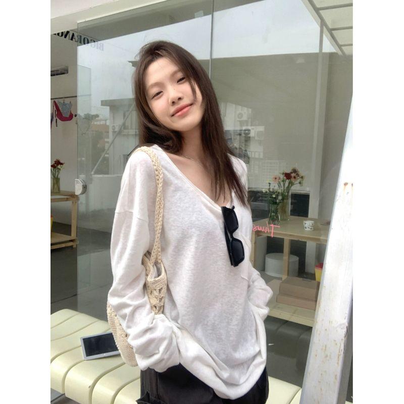 Thin Long Sleeves Casual Easiest for Match Gentle Sun Protective Blouse