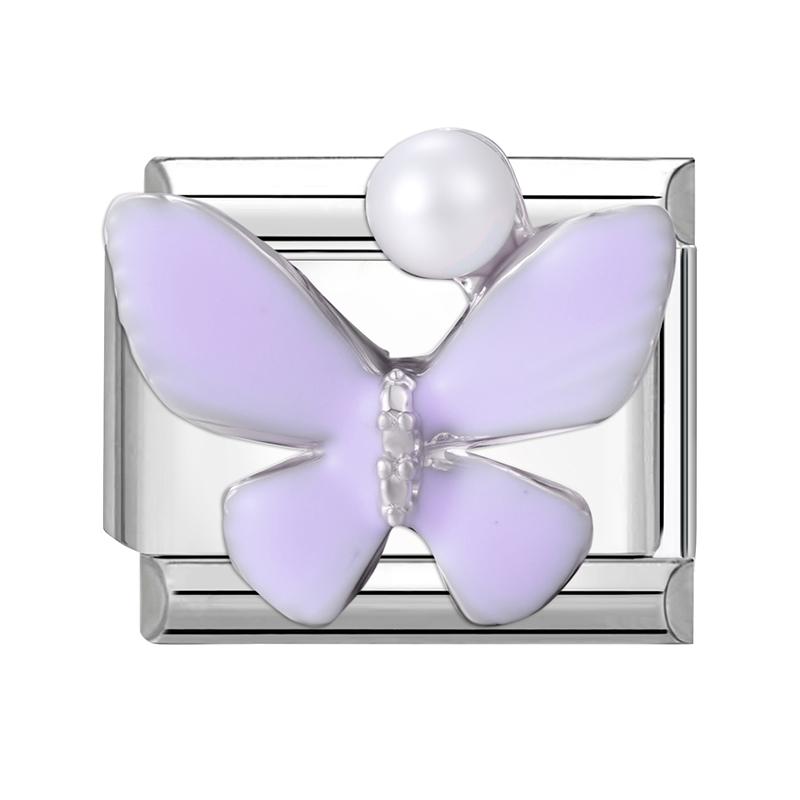 Shiny Colorful Crystal Butterfly Bow Knot Heart Italian Charm Links Fit 9mm Stainless Steel Bracelet Women Y2K DIY Making Gift