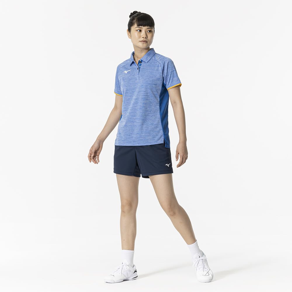 Mizuno Table Tennis Game Short JTTA Sonic Size 82JAB210 Shirt, Sleeve, Certified, Moisture-Wicking, Quick-Drying, Women's, Blue, 2XL,