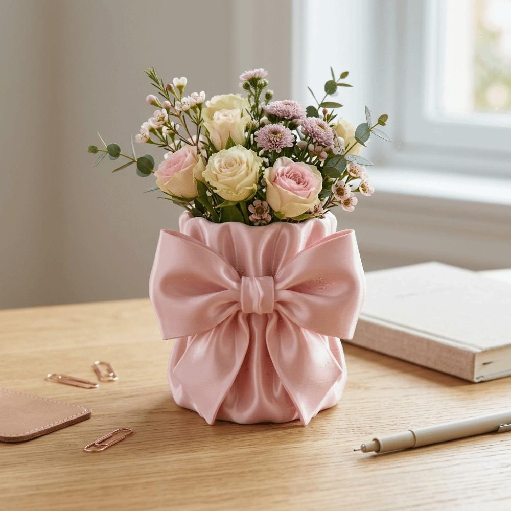 Multi-function Bowknot Storage Box 3D Printed Makeup Brush Storage Case Desktop Organizer  Student