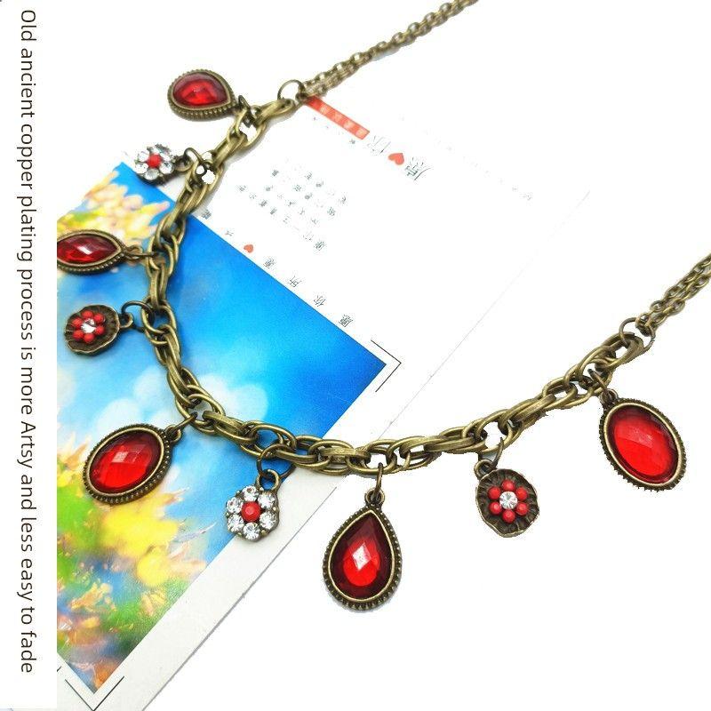 

Женское ожерелье с подвеской в виде листа Юньнань-Тибет и капли воды X221 Red Diamond Necklace