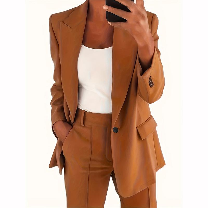 Women s Blazer Casual Long Sleeved Suit Collar Button Simple Commuter S хаки
